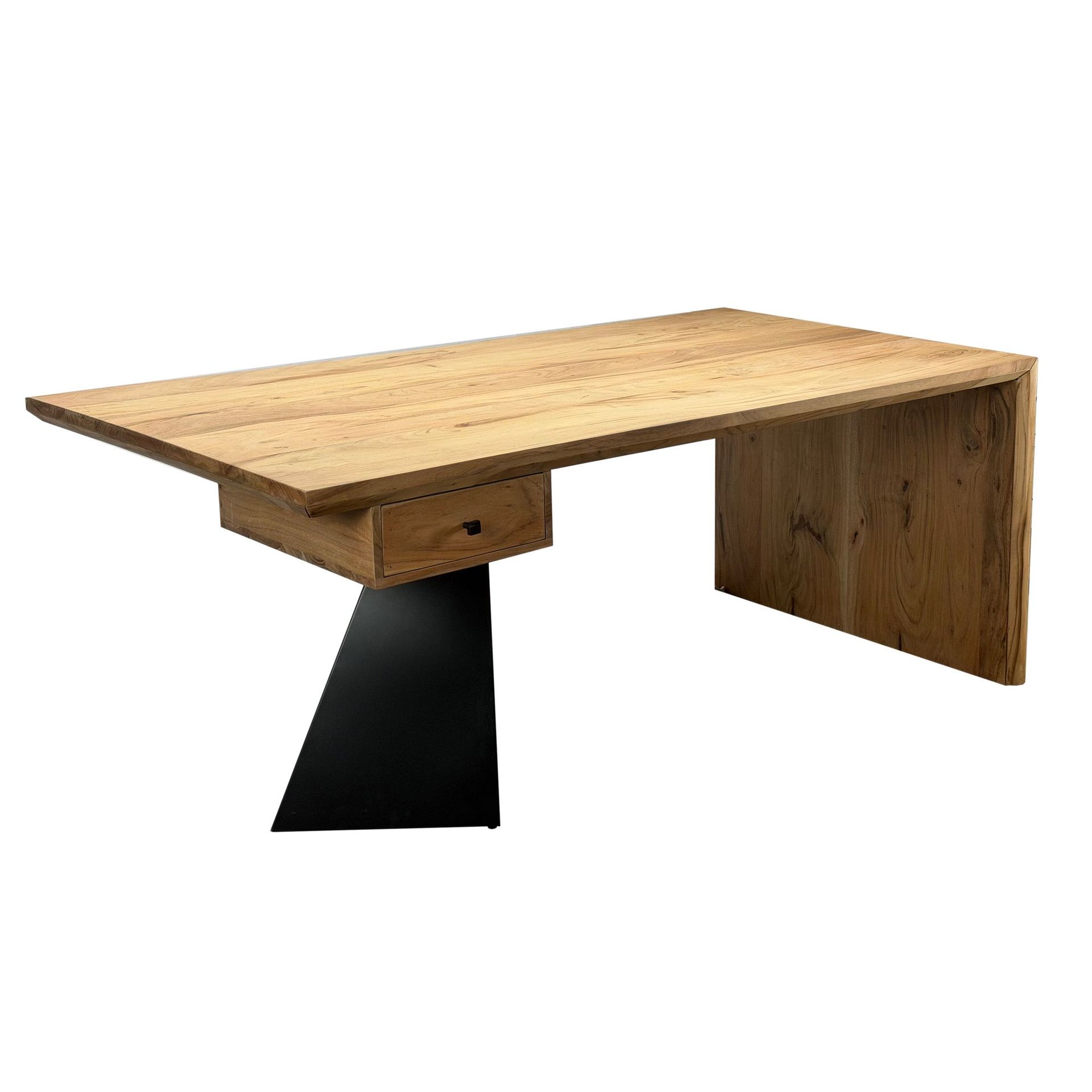 Ivoena Skrivebord 180 cm - Naturfarget akasie/svart
