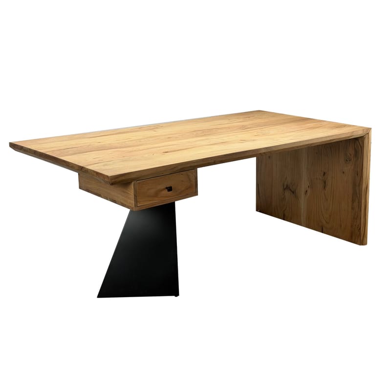 Ivoena Skrivebord 180 cm - Naturfarget akasie/svart - Møbler - Bord - Kontorbord - Skrivebord