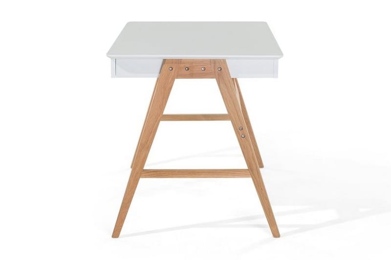 Jahnyia Skrivebord 120 cm med Oppbevaring 2 Skuffer - Hvit/Eik - Skrivebord