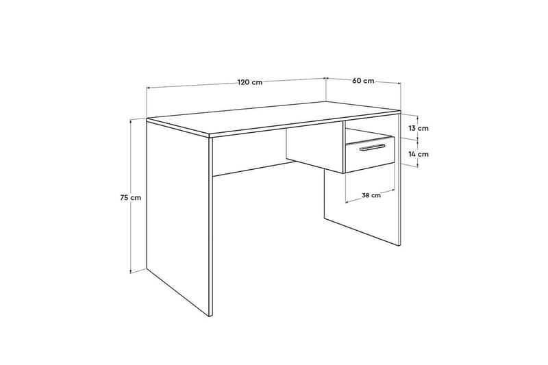 Jenifer Skrivebord 60x120 cm - Mellomfarget tre/Antrasitt - Møbler - Bord - Kontorbord - Skrivebord