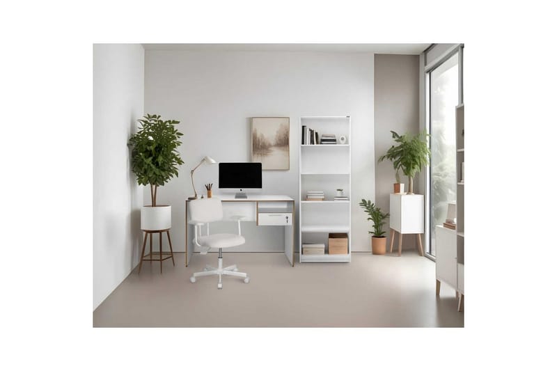 Jenifer Skrivebord 60x120 cm - Mellomfarget tre/Hvit - Møbler - Bord - Kontorbord - Skrivebord