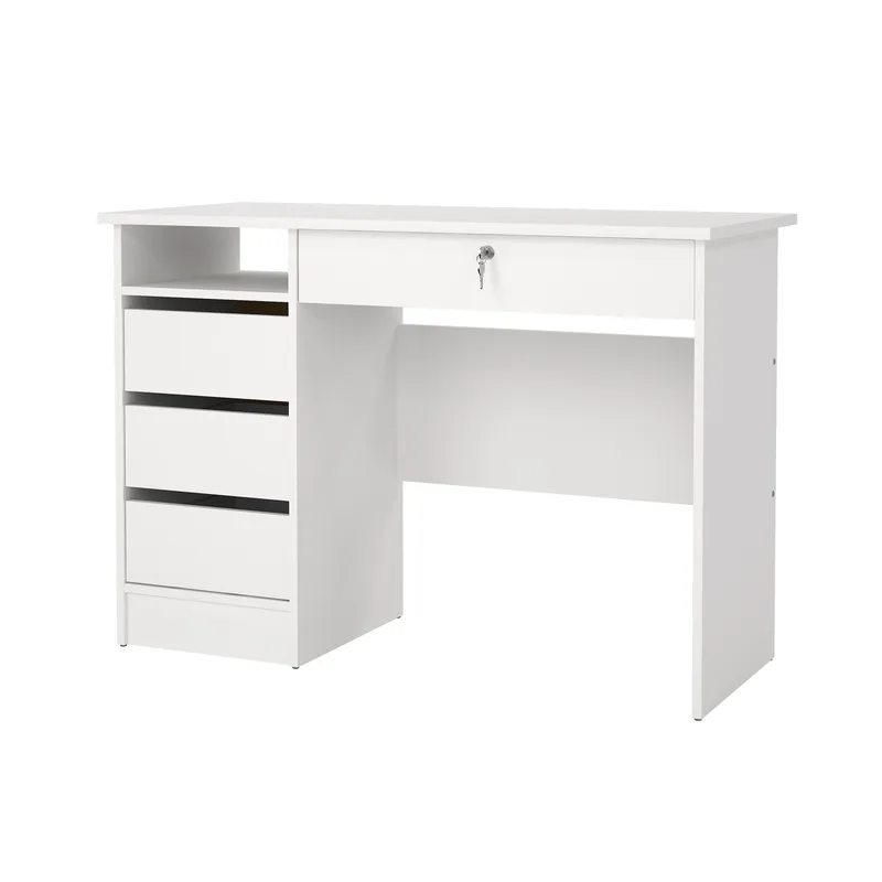 Klintberg Skrivebord 109 cm med Skuffer i Tre, Hvit