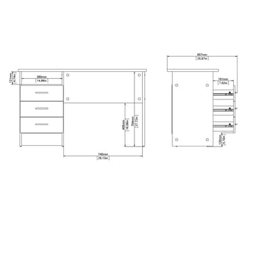 Klintberg Skrivebord med 3 skuffer 120x48x73 cm - Møbler - Bord - Kontorbord - Skrivebord