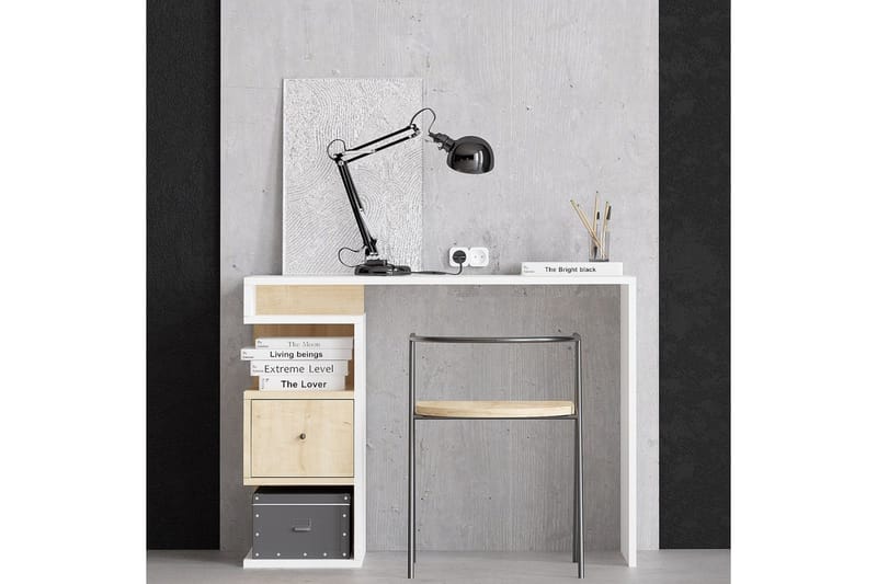 Kryna Skrivebord 45x100 cm - Rødfarget tre/Hvit - Møbler - Bord - Kontorbord - Skrivebord