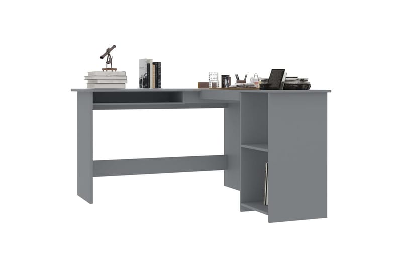 L-formet hjørneskrivebord grå 120x140x75 cm sponplate - Skrivebord