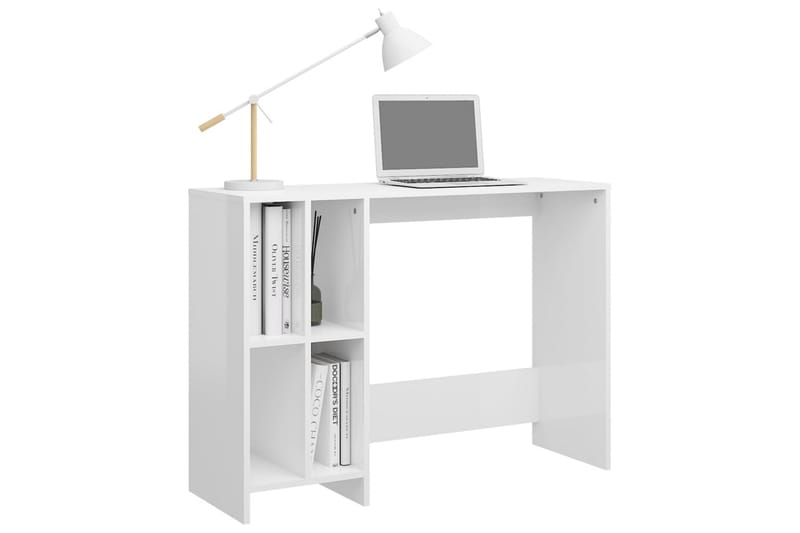 Laptopbord høyglans hvit 102,5x35x75 cm sponplater - Hvit - Møbler - Bord - Kontorbord - Skrivebord