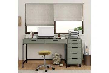 Loryn Skrivebord 120 cm med Skuffer og Hjul i Malt Tre - Grønn - Møbler - Bord - Kontorbord - Skrivebord