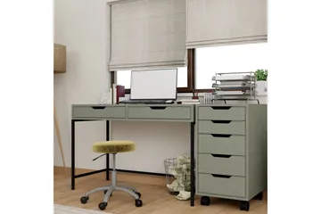 Loryn Skrivebord 120 cm med Skuffer og Hjul i Malt Tre - Grønn - Møbler - Bord - Kontorbord - Skrivebord
