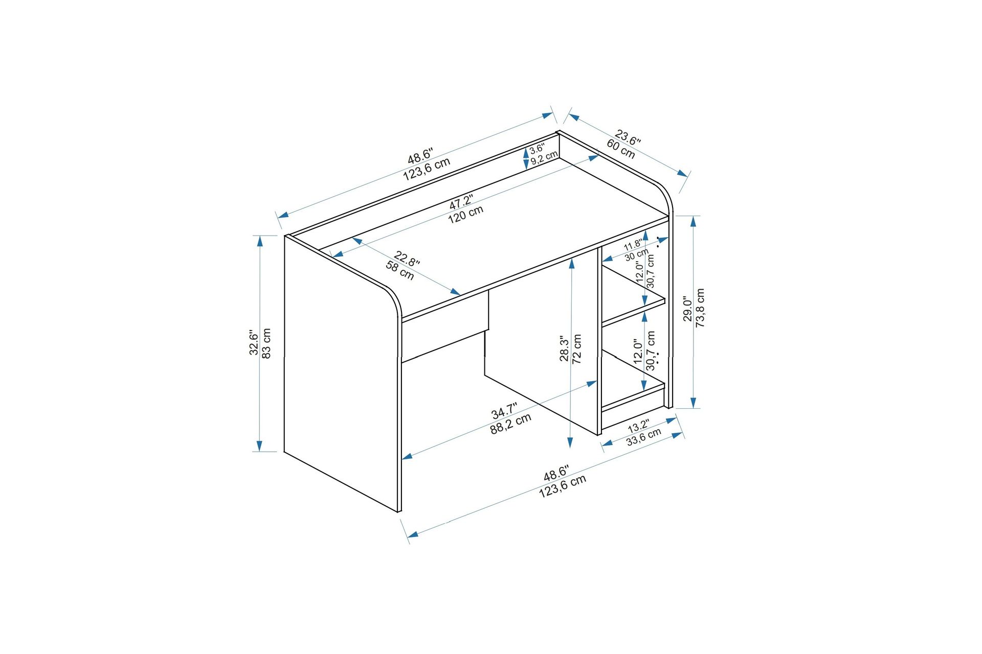 Luses Skrivebord 23,6x123,6 cm - Brun/Beige - Møbler - Bord - Kontorbord - Skrivebord