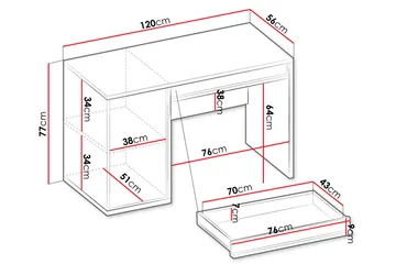 Metropolitan Skrivebord 120x56 cm - Brun/Hvit/Lysegrå/Sort - Møbler - Bord - Kontorbord - Skrivebord