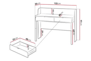 Monfort Skrivebord 122x50 cm - Beige - Møbler - Bord - Kontorbord - Skrivebord
