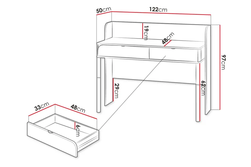 Monfort Skrivebord 122x50 cm - Beige - Møbler - Bord - Kontorbord - Skrivebord