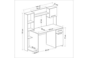 Nagda Skrivebord 60x120 cm - Hvit - Møbler - Bord - Kontorbord - Skrivebord