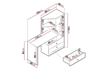 Nero Skrivebord 150 cm - Natur/Hvit - Møbler - Bord - Kontorbord - Skrivebord