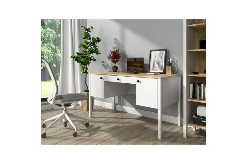 Omryn Skrivebord 60x132 cm - Natur/Hvit - Møbler - Bord - Kontorbord - Skrivebord