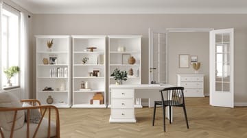 Paris Skrivebord 130 cm med Oppbevaring og Skuffer i Malt Tre - Hvit - Møbler - Bord - Kontorbord - Skrivebord