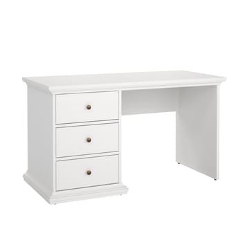 Paris Skrivebord 130 cm med Oppbevaring og Skuffer i Malt Tre - Hvit - Møbler - Bord - Kontorbord - Skrivebord