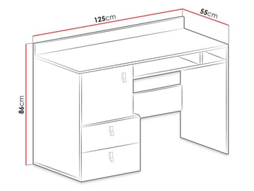 Planeta Skrivebord med Oppbevaring og Skuffer 125 cm i Tre - Svart|Natur - Møbler - Bord - Kontorbord - Skrivebord