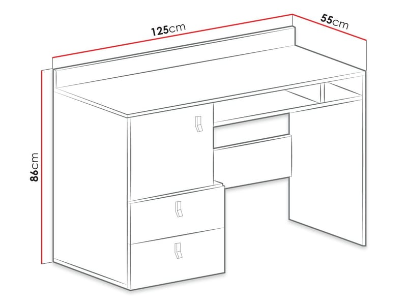 Planeta Skrivebord med Oppbevaring og Skuffer 125 cm i Tre - Svart|Natur - Møbler - Bord - Kontorbord - Skrivebord