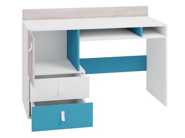Planeta Skrivebord med Oppbevaring og Skuffer 125 cm i Tre - Svart|Natur - Møbler - Bord - Kontorbord - Skrivebord
