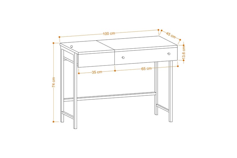 Retore Skrivebord 45x100 cm - Eik/Svart - Møbler - Bord - Kontorbord - Skrivebord