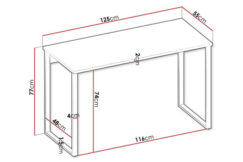 Sigmana Skrivebord 125x55 cm - Lys Grå - Møbler - Bord - Kontorbord - Skrivebord
