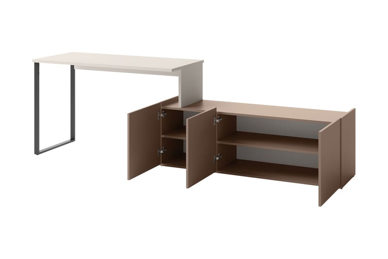 Sigmana Skrivebord 260x55 cm - Lys Grå/Brun - Møbler - Bord - Kontorbord - Skrivebord