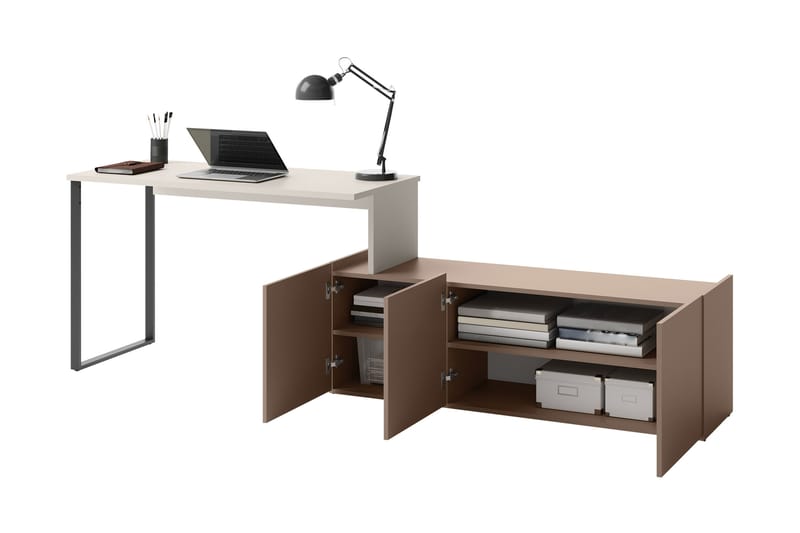 Sigmana Skrivebord 260x55 cm - Lys Grå/Brun - Møbler - Bord - Kontorbord - Skrivebord