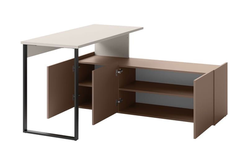 Sigmana Skrivebord 260x55 cm - Lys Grå/Brun - Møbler - Bord - Kontorbord - Skrivebord