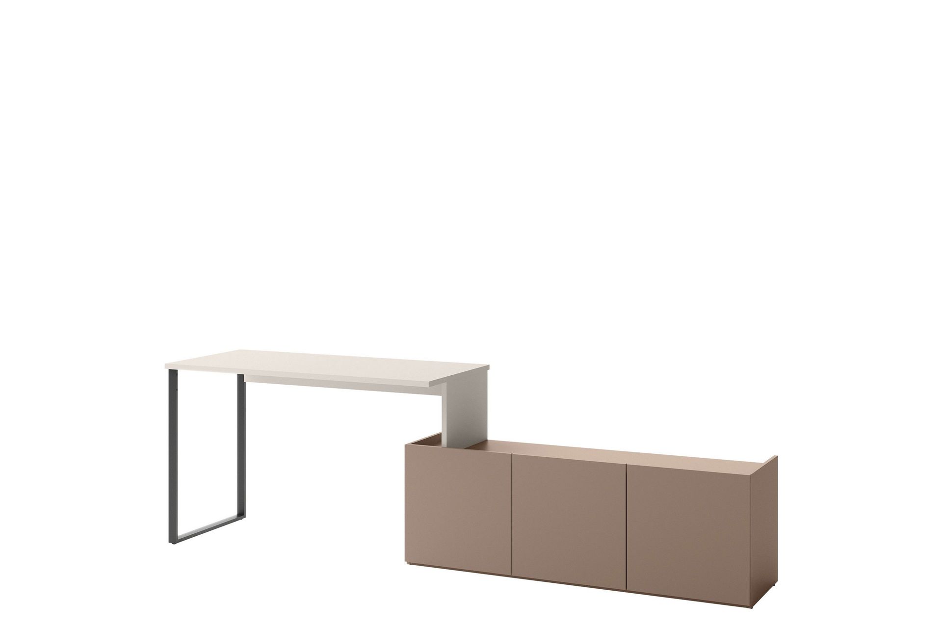 Sigmana Skrivebord 260x55 cm - Lys Grå/Brun