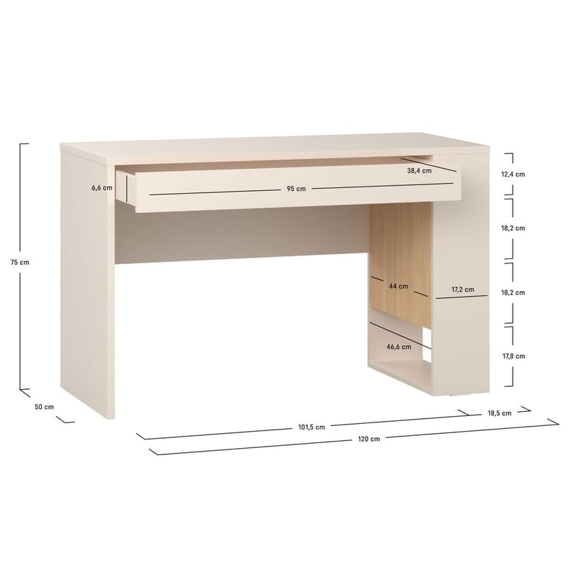 Skrivebord 4 You Fresh 120 cm - Sandbeige - Møbler - Bord - Kontorbord - Skrivebord