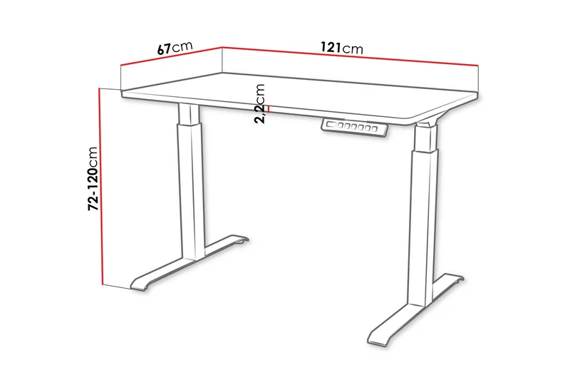 Adrianah Skrivebord 67x121 cm - Brun/Svart - Møbler - Bord - Kontorbord - Skrivebord - Hev og senkbart skrivebord