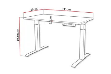 Adrianah Skrivebord 67x121 cm - Hvit/Svart - Møbler - Bord - Kontorbord - Skrivebord - Hev og senkbart skrivebord