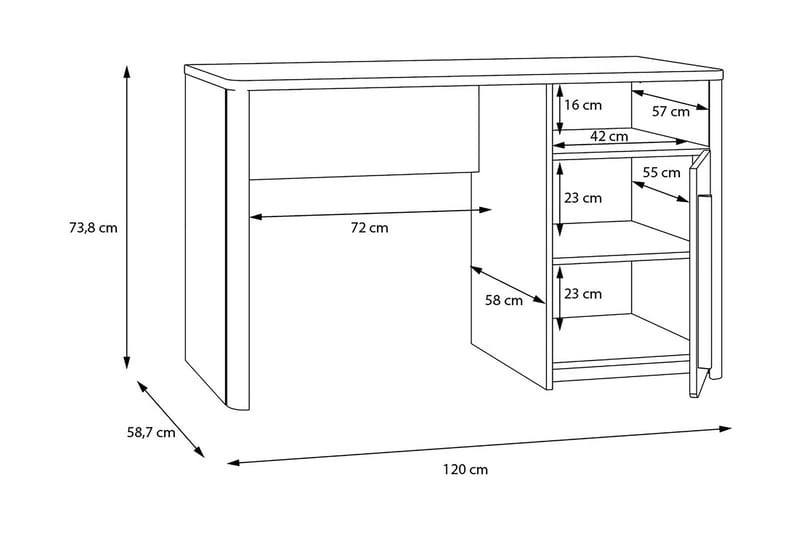 Ahmetbay Skrivebord 120 cm - Grå/Brun - Møbler - Bord - Kontorbord - Skrivebord