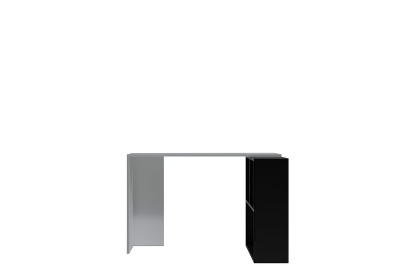 Akyurt Hjørneskrivebord 120 cm med Oppbevaring - Hvit/Svart - Skrivebord