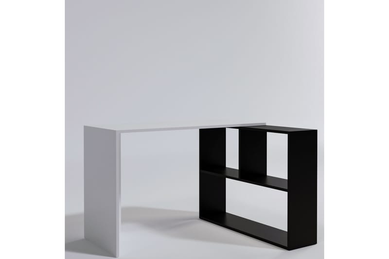 Akyurt Hjørneskrivebord 120 cm med Oppbevaring - Hvit/Svart - Møbler - Bord - Kontorbord - Skrivebord