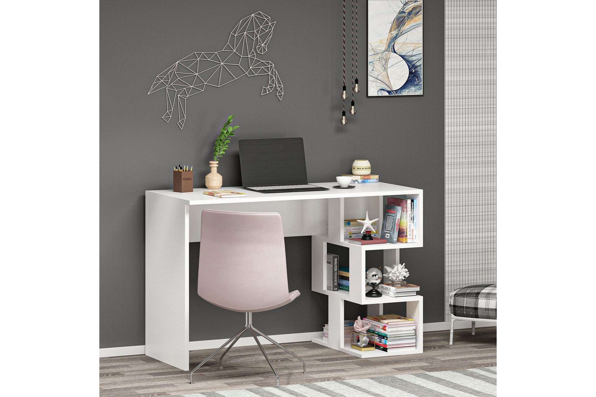 Alfered Skrivebord 110 cm - Hvit - Møbler - Bord - Kontorbord - Skrivebord