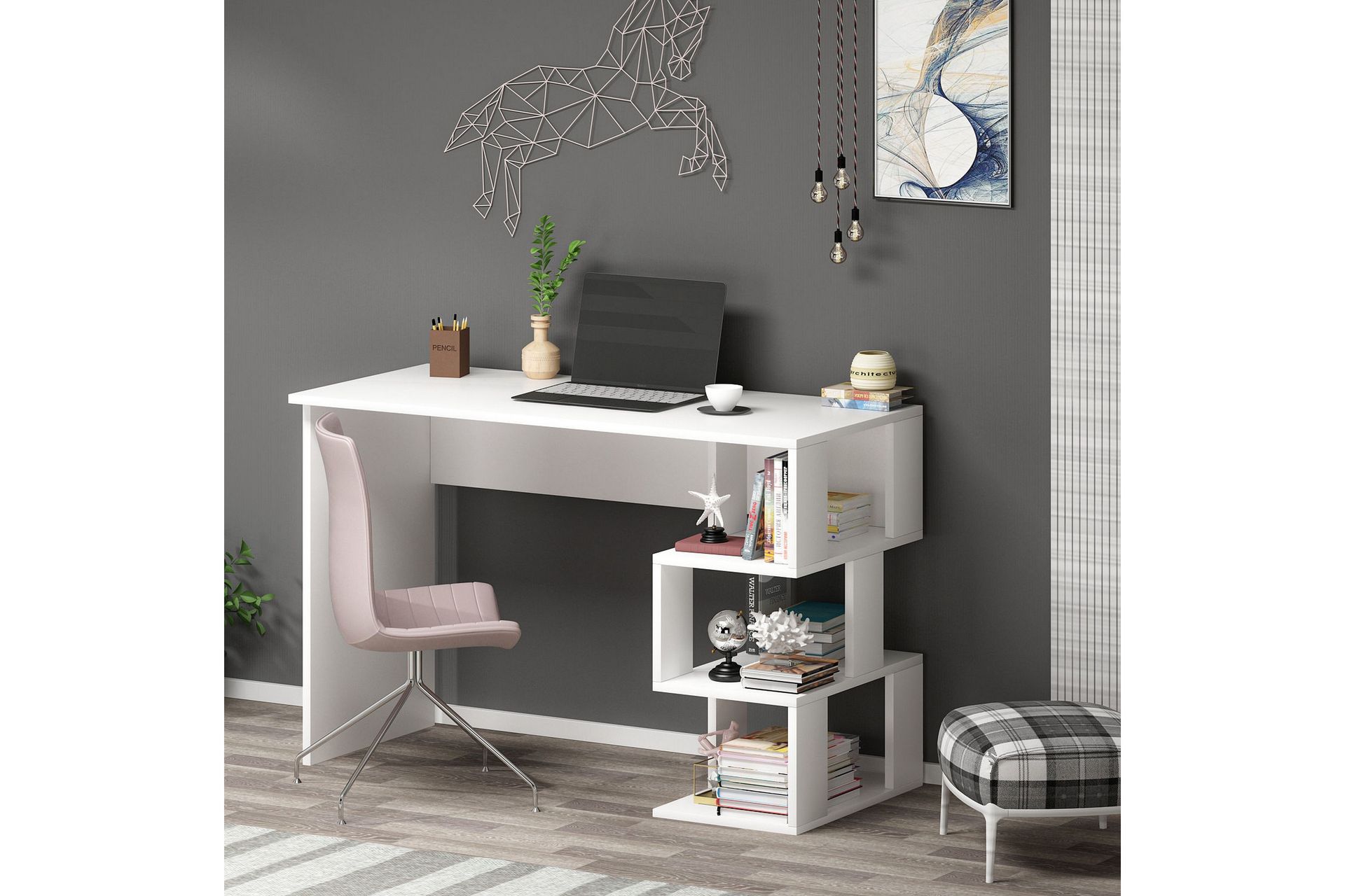 Alfered Skrivebord 110 cm - Hvit - Møbler - Bord - Kontorbord - Skrivebord