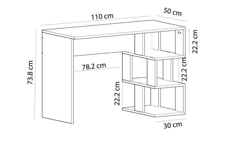 Alfered Skrivebord 110 cm - Hvit/Natur - Skrivebord