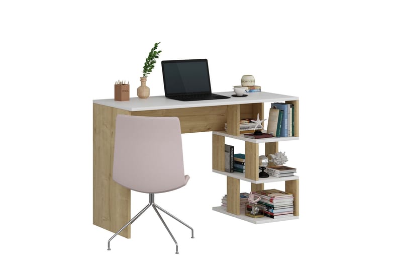 Alfered Skrivebord 110 cm - Hvit/Natur - Møbler - Bord - Kontorbord - Skrivebord