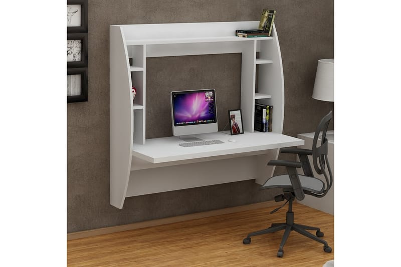 Ambalaj Veggskrivebord 120 cm med Oppbevaringshyller - Hvit - Møbler - Bord - Kontorbord - Skrivebord