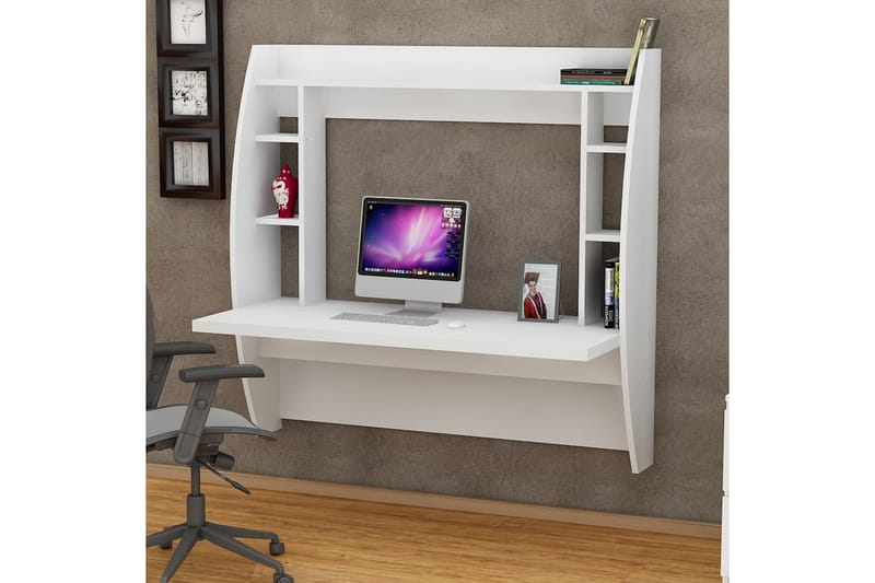 Ambalaj Veggskrivebord 120 cm med Oppbevaringshyller - Hvit - Møbler - Bord - Kontorbord - Skrivebord