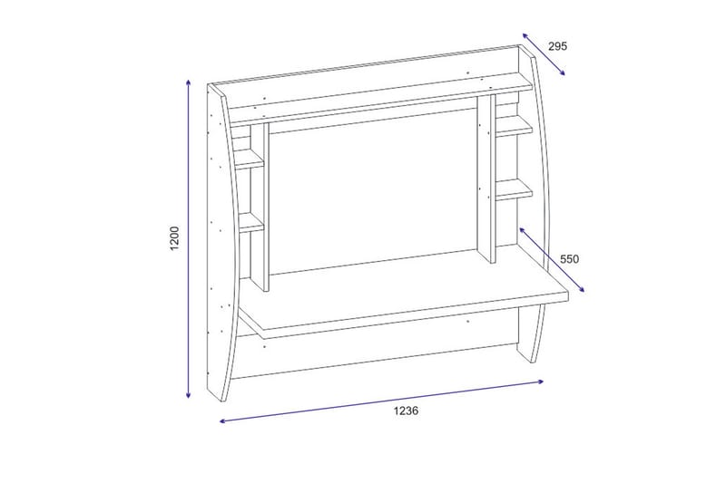 Ambalaj Veggskrivebord 120 cm med Oppbevaringshyller - Hvit - Møbler - Bord - Kontorbord - Skrivebord