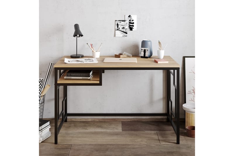 Amsberg Skrivebord 120 cm med Oppbevaringshylle - Svart - Møbler - Bord - Kontorbord - Skrivebord