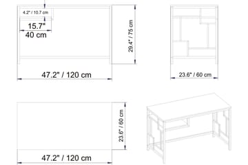 Amsberg Skrivebord 120 cm med Oppbevaringshylle - Svart - Møbler - Bord - Kontorbord - Skrivebord