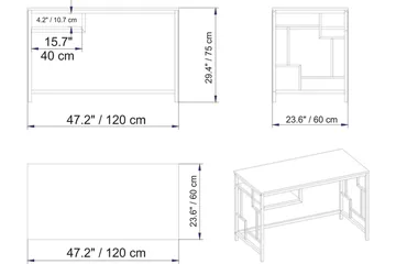 Amsberg Skrivebord 120 cm med Oppbevaringshylle - Svart - Møbler - Bord - Kontorbord - Skrivebord