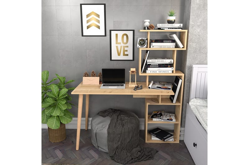 Andifli Skrivebord 55x146,4x133 cm med oppbevaring - Eik - Møbler - Bord - Kontorbord - Skrivebord