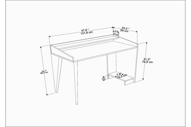 Andifli Skrivebord 59x88,3x121,8 cm med oppbevaring - Brun - Møbler - Bord - Kontorbord - Skrivebord