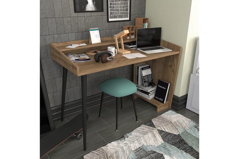 Andifli Skrivebord 59x88,3x121,8 cm med oppbevaring - Brun - Skrivebord