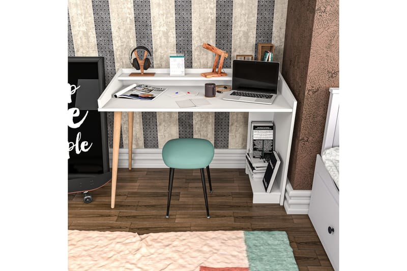 Andifli Skrivebord 59x88,3x121,8 cm med oppbevaring - Hvit - Møbler - Bord - Kontorbord - Skrivebord